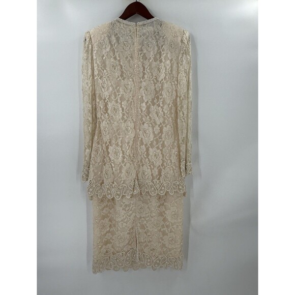 VINTAGE BRILLIANTE by J.A. Silk Beaded  Dress EMBELLISHED PEARL SEQUIN SZ SMALL - Picture 5 of 11
